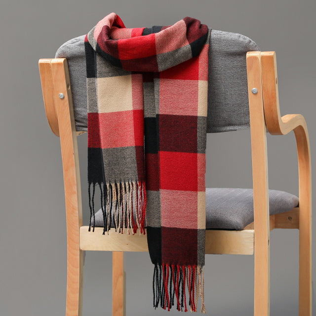 Mens And Girls Neckwear Cashmere Check Childrens Scarf