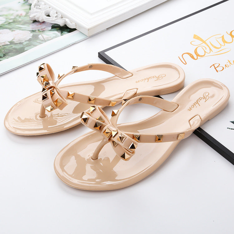 Sandals And Slippers Jelly Crystal Shoes Rivet Bow Craft Drag