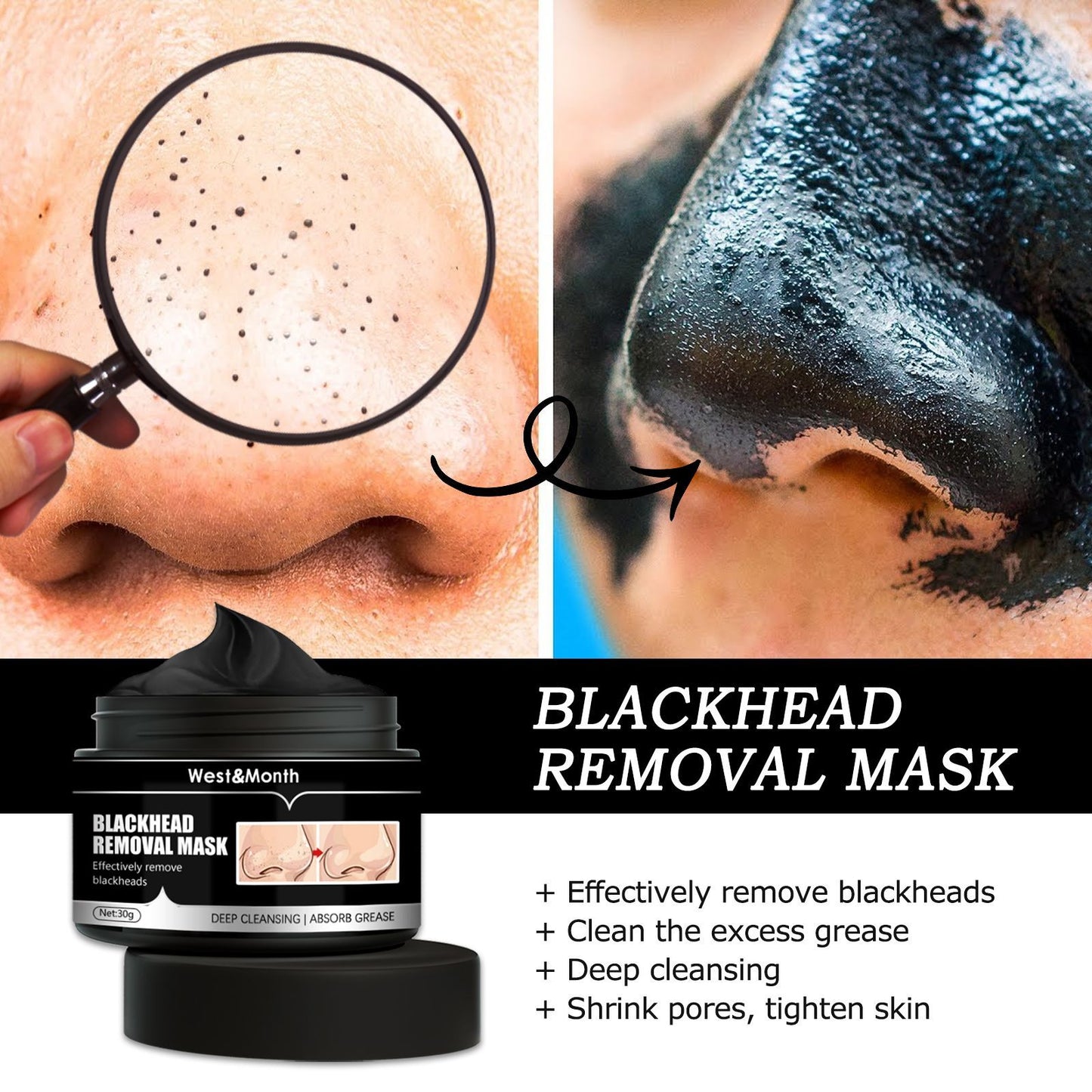 West&Month Blackhead Removal Mask, A Peel-off Type Charcoal Deep Cleaning Mask