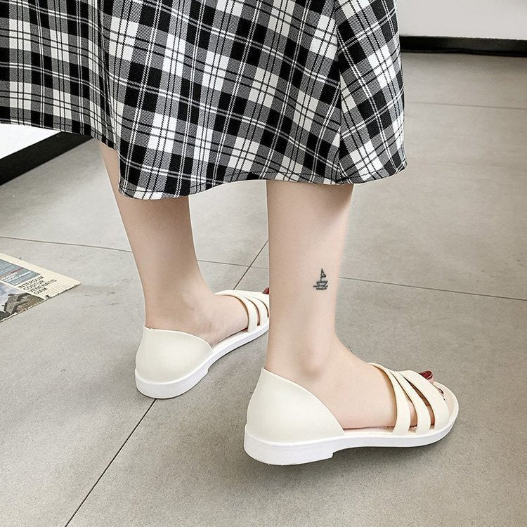 Sandals Fashion Open-toed Low-heel Student Flat Roman Shoes