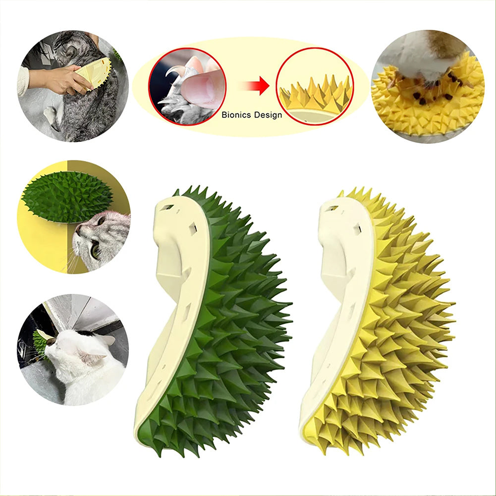 Durian Cat Brush, Dog Cat Self Groomer, Wall Corner Scratcher Massage Combs Durian Shape Molars Eat Slowly Toys Multifunctional Scratch Massager Tool Pets Clean Teeth Healthy Toys