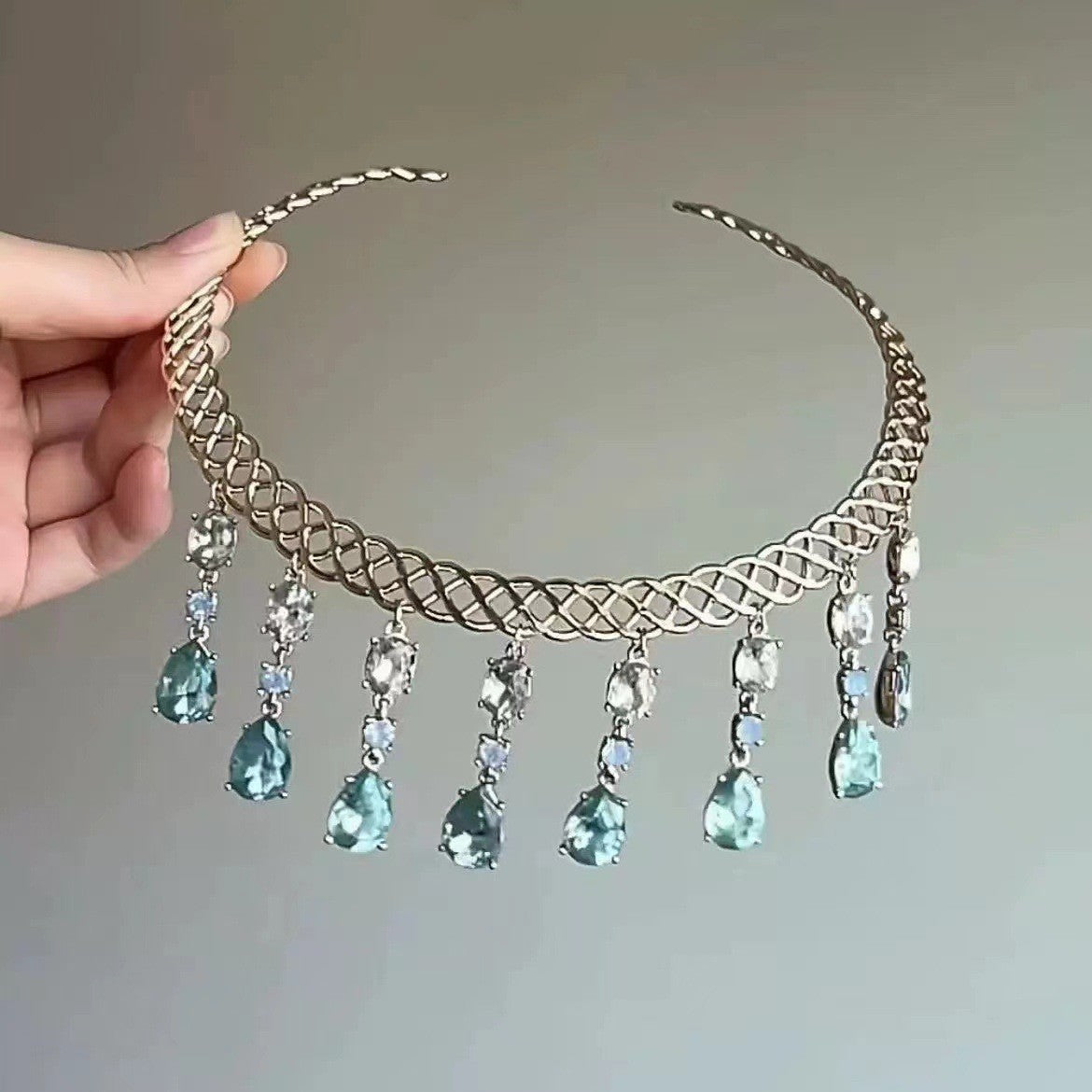 Blue Water Drop Zircon Collar Women's Fashion