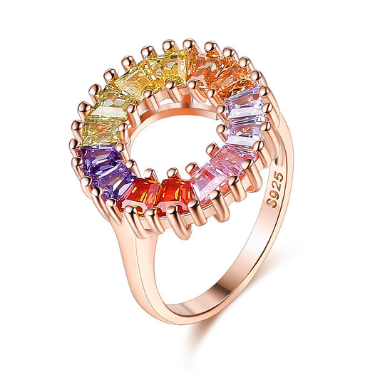 Sterling Silver Female Ring Rainbow Ring Female