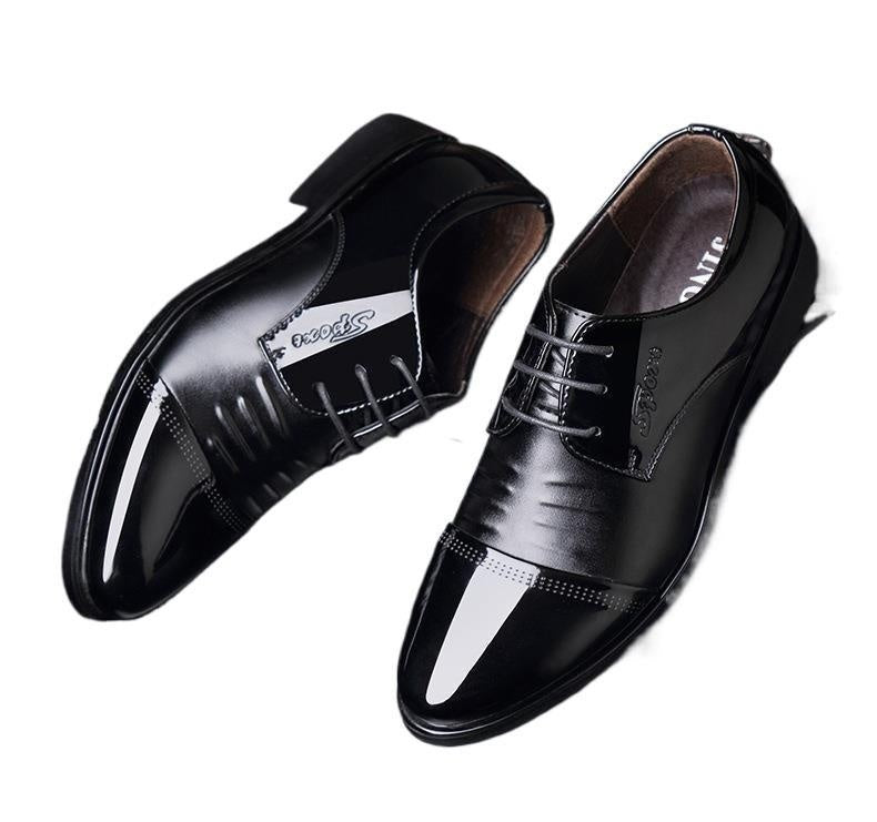 Men's Autumn Height Increasing Casual Black Groom Wedding Shoes