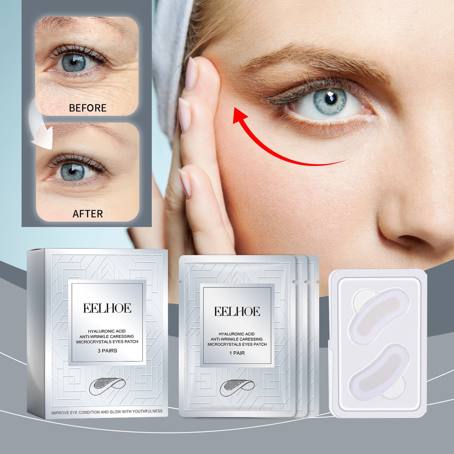 EELHOE Anti-Wrinkle Eye Mask Lightens Eye Lines Hydrates, Moisturizes, Firms & Tightens Eye Area Eye Mask