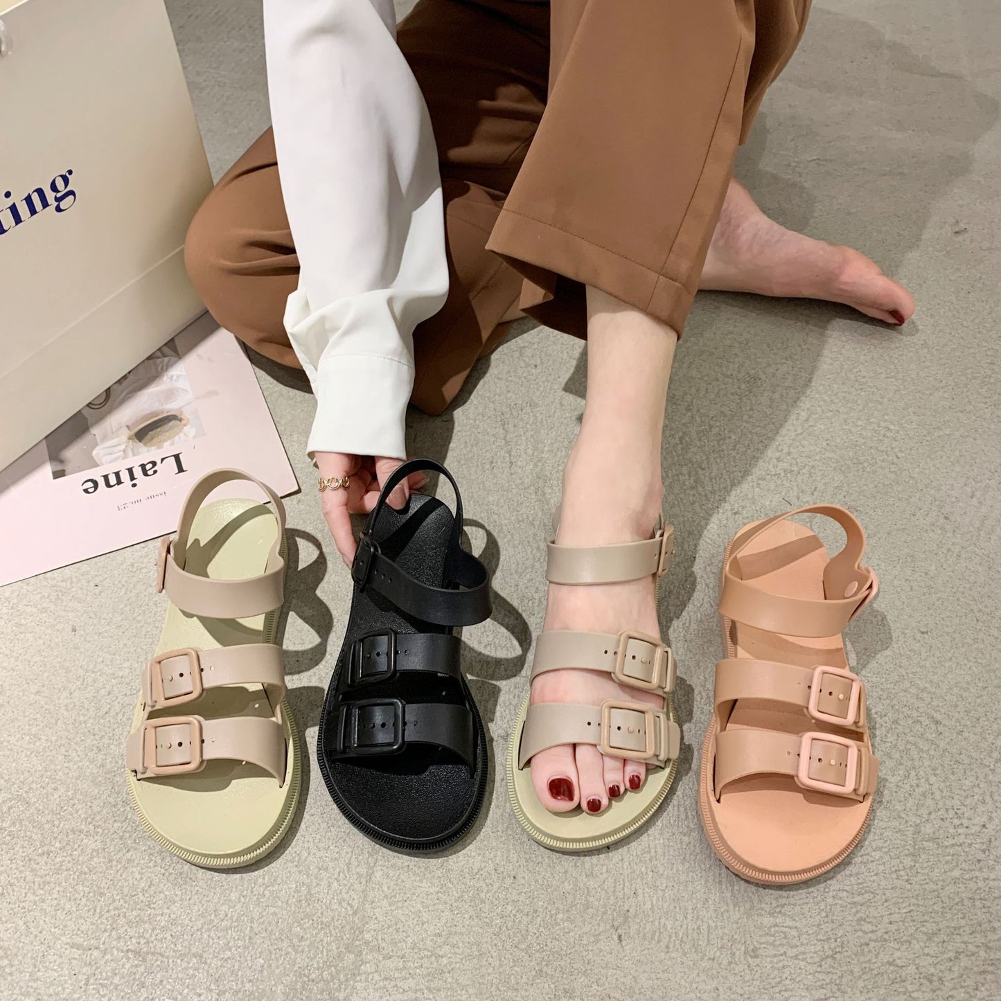 Outdoor Beach Shoes Soft Sole Solid Color Foreign Trade Sandals