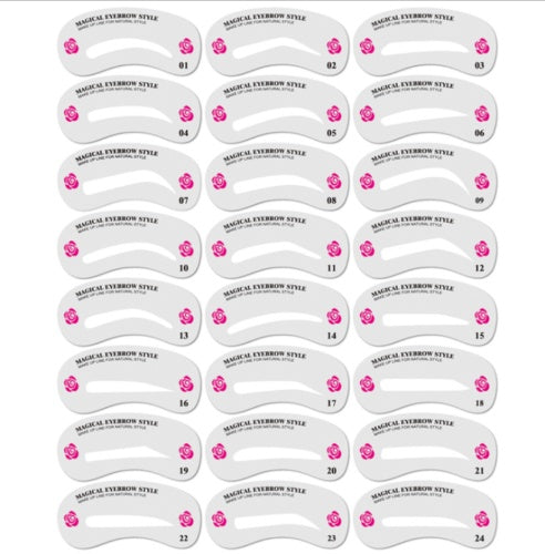 Eyebrow Stamp Stencil Kit, 24 Pc Eyebrow Shaping Stencils, Long-lasting Eyebrow Brow Definer, Perfect Make-up Reusable Kit