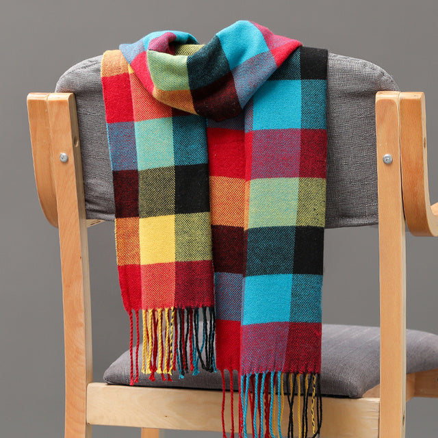 Mens And Girls Neckwear Cashmere Check Childrens Scarf