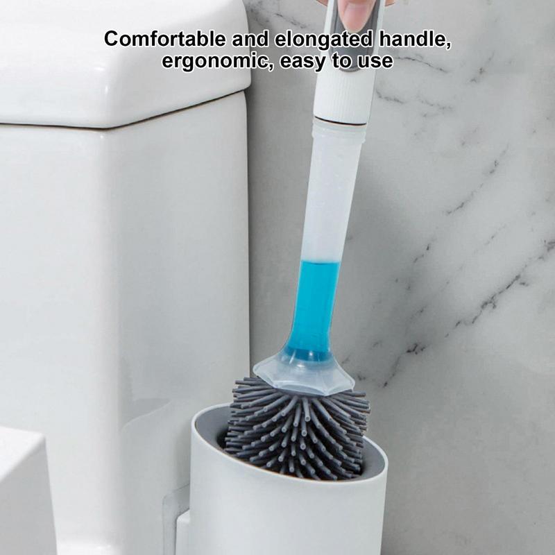 Household Bathroom Long Handle Press Filled Toilet Brush