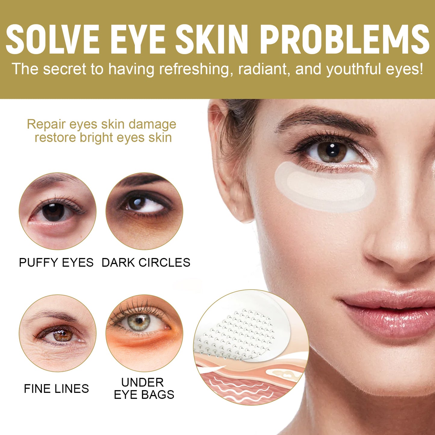 EELHOE Eye Patch Tightens Eye Lines, Moisturizes The Skin Around The Eyes, Dark Circles, Eye Bags, Elasticity, Repair, And Eye Mask