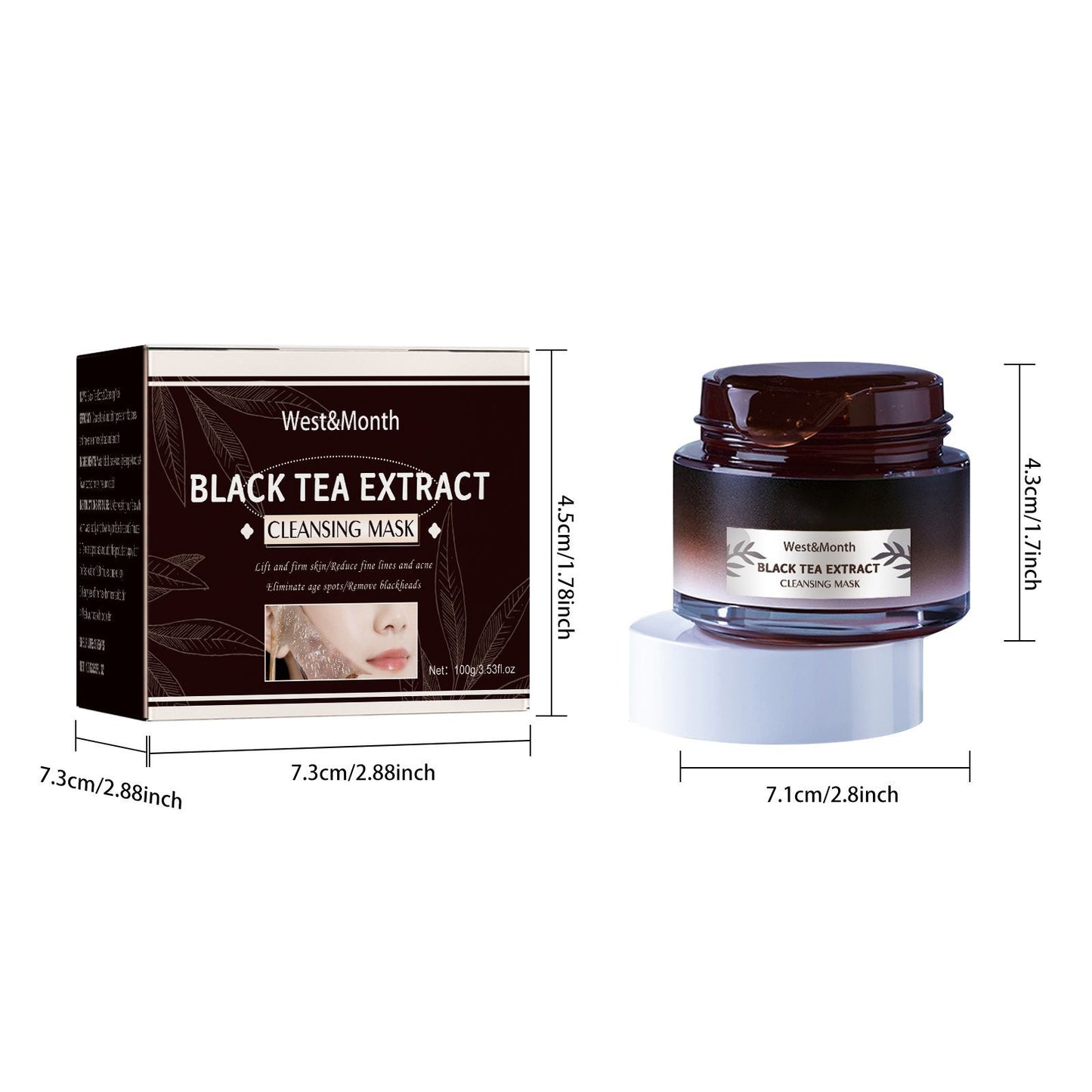 West&Month Black Tea Mask For Deep Cleansing, Refining Pores, Brightening Complexion, And Rejuvenating The Skin, A Type Of Application Mask