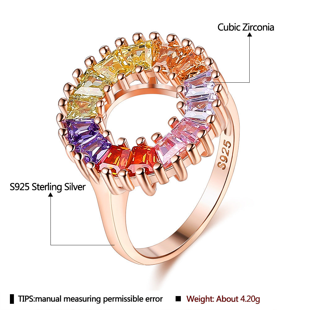 Sterling Silver Female Ring Rainbow Ring Female