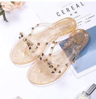 Sandals And Slippers Jelly Crystal Shoes Rivet Bow Craft Drag