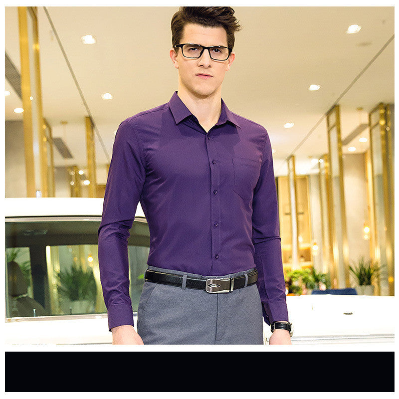 Men's Business Wear Plain Short Sleeve Shirt