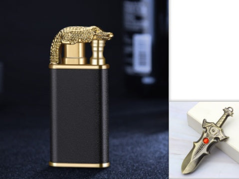 Creative Blue Flame Lighter Dolphin Dragon Tiger Double Fire Metal Winproof Lighter Inflatable Lighter