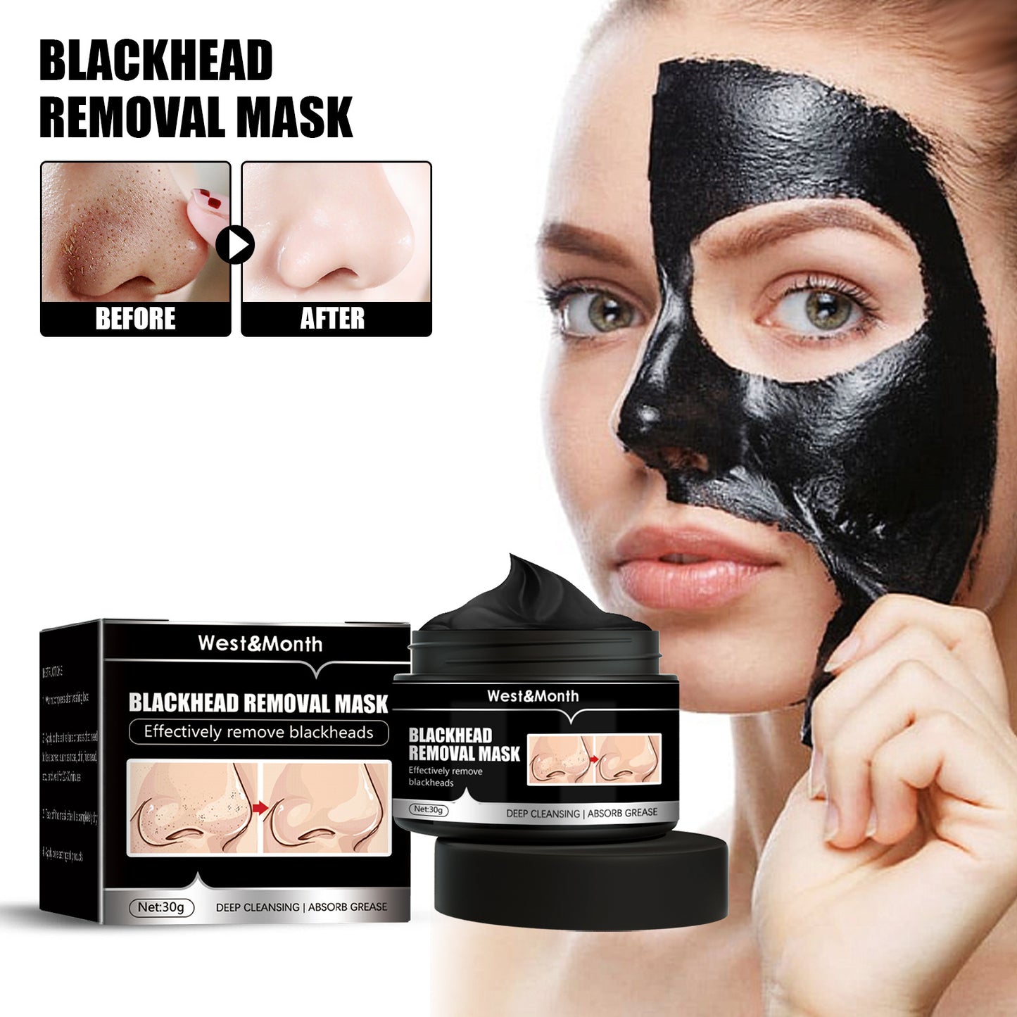 West&Month Blackhead Removal Mask, A Peel-off Type Charcoal Deep Cleaning Mask